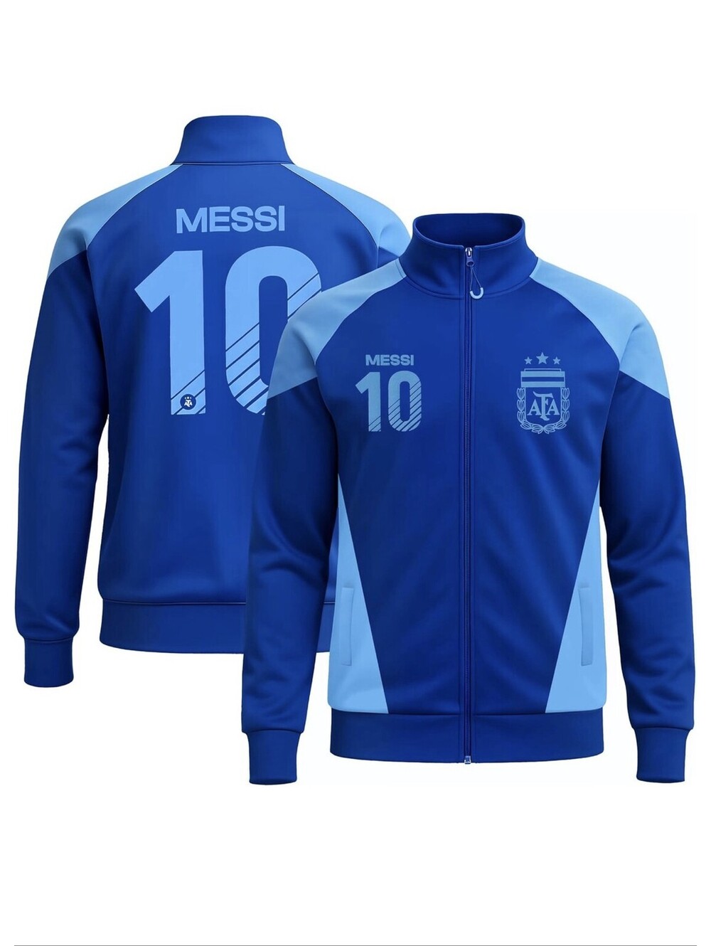 Argentina AFA Lionel Messi 10 Full Zip Soccer Track Jacket Blue Men XL (0014)